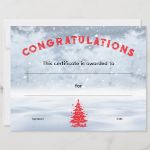 Winter Wonderland Christmas Award Certificate