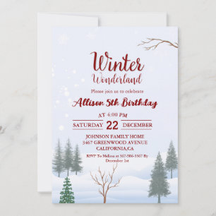 Winter Wonderland Christmas Birthday Holiday Party Invitation