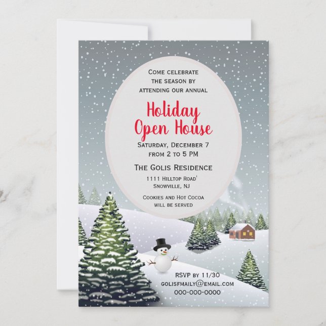 Winter Wonderland Christmas Holiday Open House Invitation (Front)