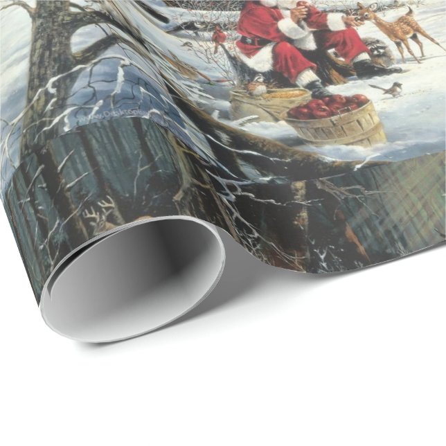 Winter Wonderland Christmas Santa And Deer Wrapping Paper (Roll Corner)