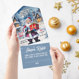 Winter Wonderland Christmas Santa Baby Shower All In One Invitation