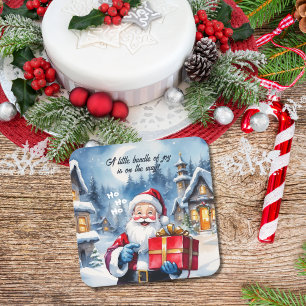 Winter Wonderland Christmas Santa Baby Shower  Square Paper Coaster