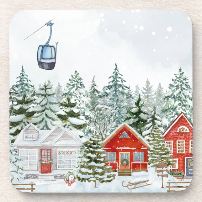 Winter wonderland christmas story  beverage coaster (Front)