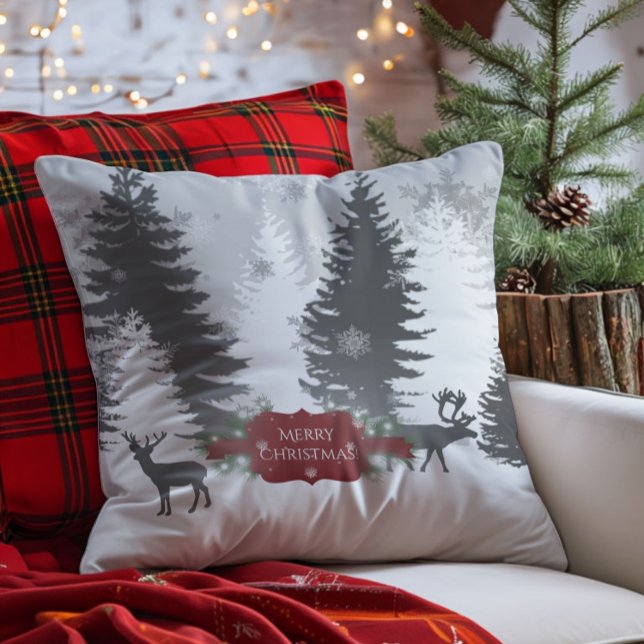 Winter Wonderland Christmas Throw Pillow - Red (Red Winter Wonderland Christmas Throw Pillow)