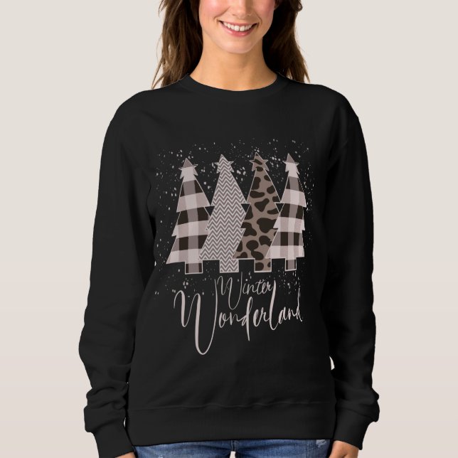 Winter Wonderland Christmas Tree Buffalo Plaid Leo Sweatshirt (Front)