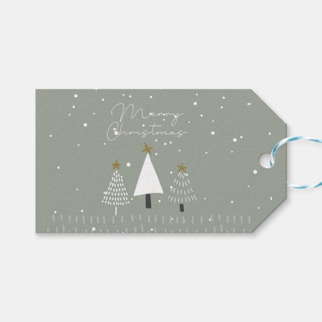 Winter Wonderland Christmas Trees Gift Tags (Front (Horizontal))