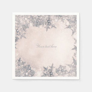 Winter Wonderland Cream White Elegant Snowflakes Paper Napkins