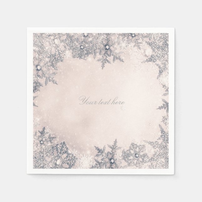 Winter Wonderland Cream White Elegant Snowflakes Paper Napkins (Front)