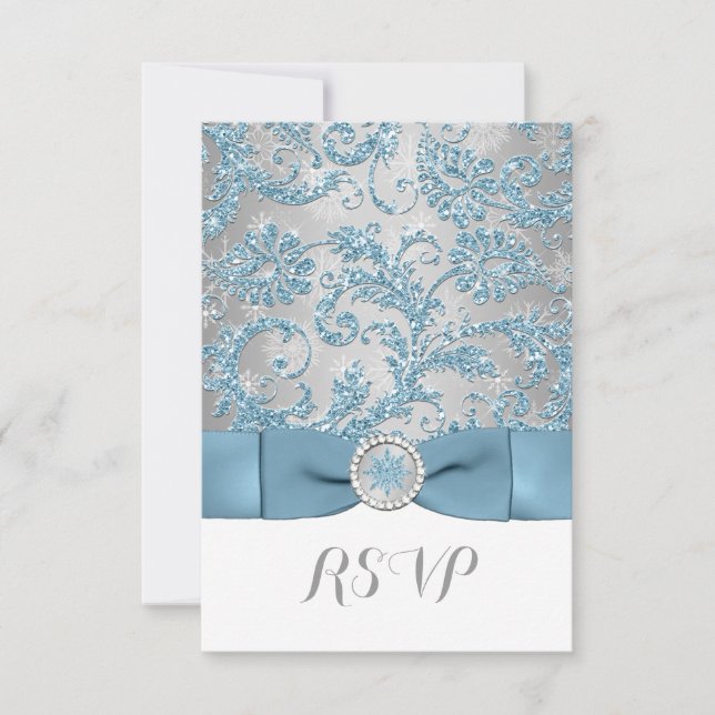 Winter Wonderland, Crystal Buckle Invite 3 - RSVP (Front)