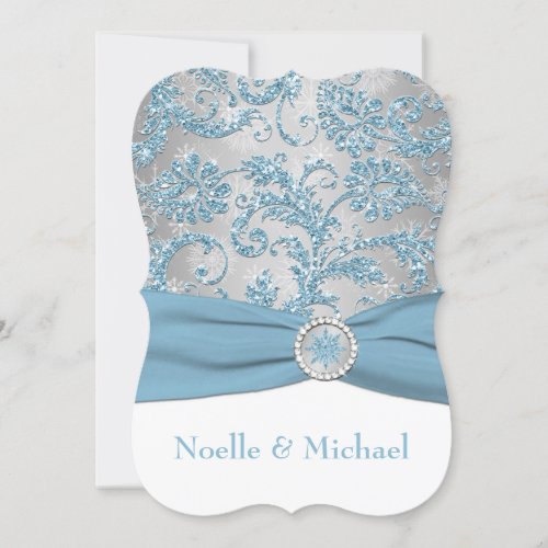 Winter Wonderland Crystal Buckle Wedding Invite