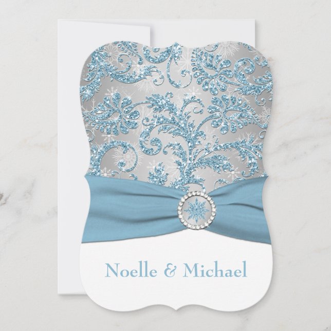 Winter Wonderland, Crystal Buckle Wedding Invite 2 (Front)