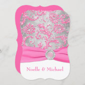 Winter Wonderland, Crystal Buckle Wedding - Pink 2 Invitation (Front/Back)