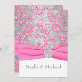 Winter Wonderland Crystal Buckle Wedding - Pink Invitation (Front/Back)