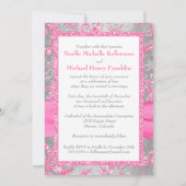 Winter Wonderland Crystal Buckle Wedding - Pink Invitation (Back)