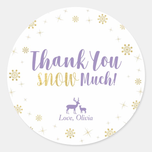 Winter wonderland, Custom Gold Thank You Sticker (Front)