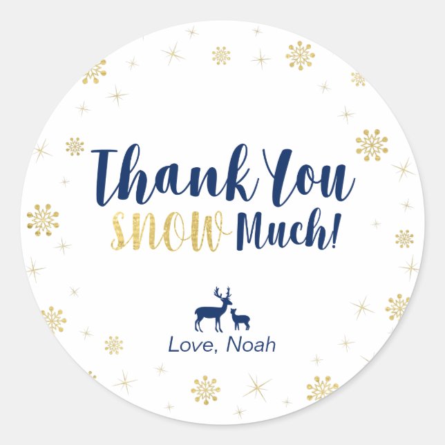 Winter wonderland, Custom Gold Thank You Sticker (Front)