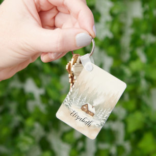 Winter Wonderland Custom Name Keychain