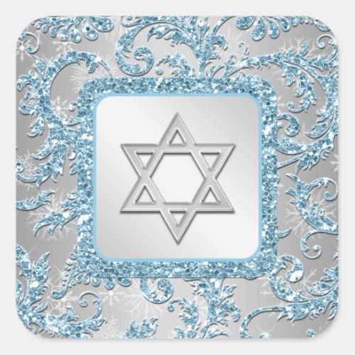 Winter Wonderland Damask Bat Mitzvah Sticker 11