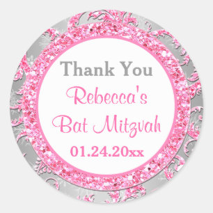 Winter Wonderland Damask Bat Mitzvah Sticker 3