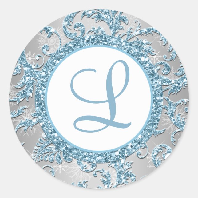 Winter Wonderland Damask Bat Mitzvah Sticker 8 (Front)