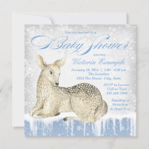 Winter Wonderland Deer Baby Boy Shower Invitation