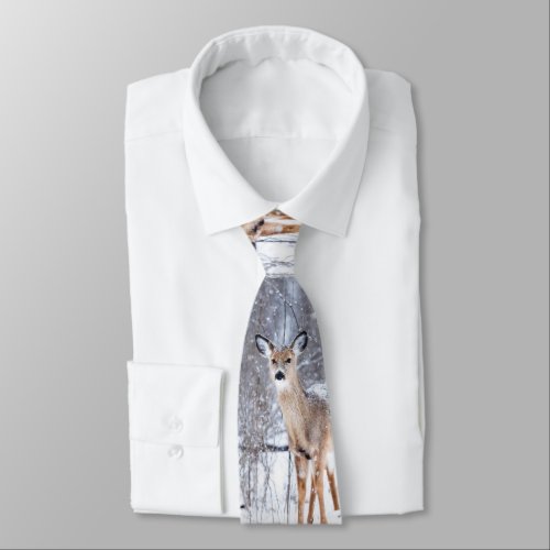 Winter Wonderland Deer Christmas Holiday Mens Neck Tie