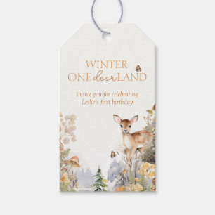 Winter Wonderland Deer First Birthday Gift Tags