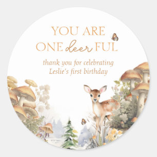 Winter Wonderland Deer First Birthday Thank You Classic Round Sticker