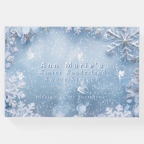 Winter Wonderland Delicate Fairies Snowflakes Guest Book