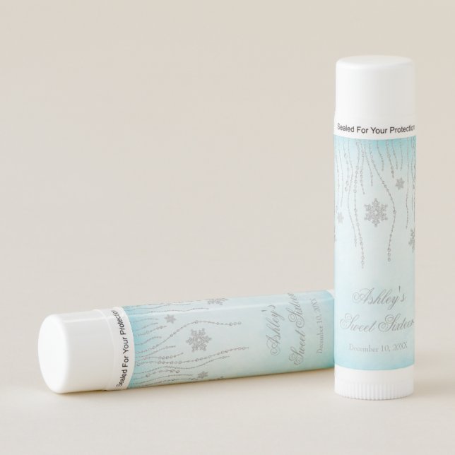 Winter Wonderland Diamond Snowflake Sweet 16 Favor Lip Balm (Front)