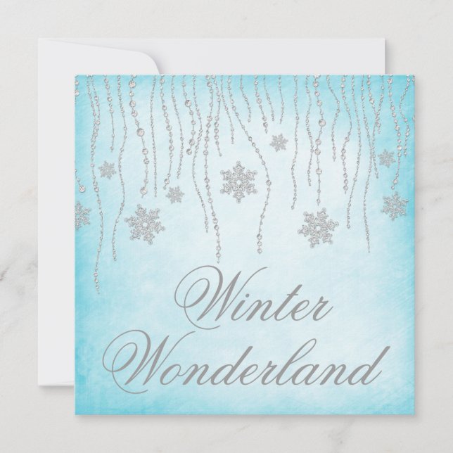 Winter Wonderland Diamond Snowflakes Prom Invitation (Front)