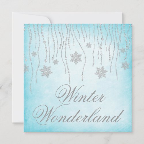 Winter Wonderland Diamond Snowflakes Prom Invitation