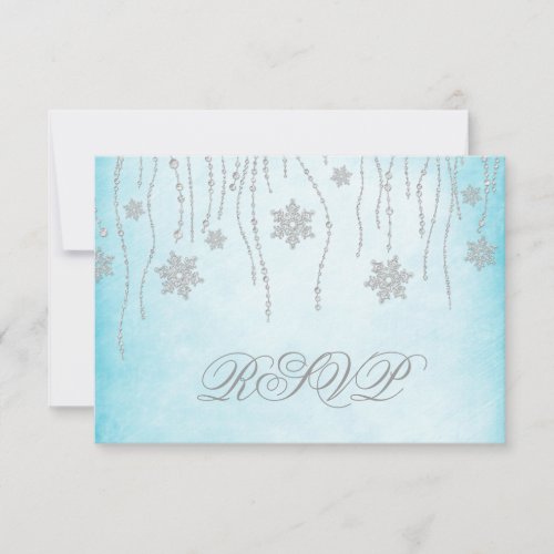 Winter Wonderland Diamond Snowflakes RSVP Card
