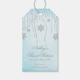 Winter Wonderland Diamond Snowflakes Sweet 16 Gift Tags