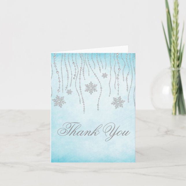Winter Wonderland Diamond Snowflakes Thank You (Front)