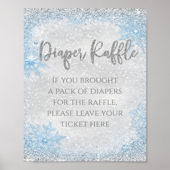Winter Wonderland Diaper Raffle Table Sign (Front)