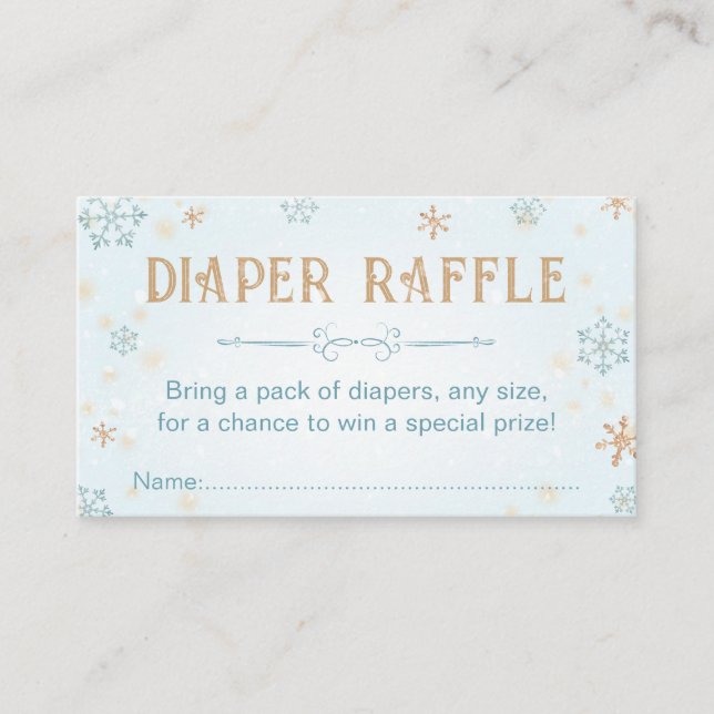 Winter Wonderland Diaper Raffle Ticket Baby Shower Enclosure Card (Front)