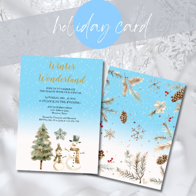 Winter Wonderland Dusty Blue Holiday  Invitation (Creator Uploaded)