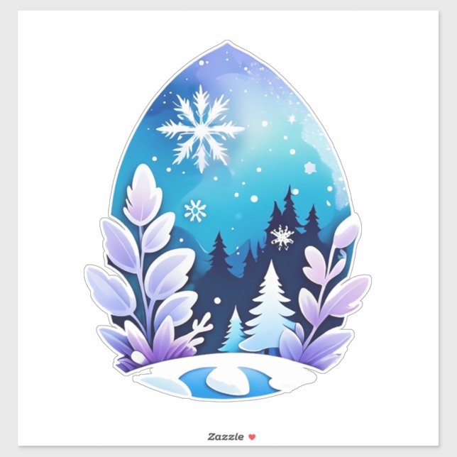 Winter Wonderland Egg-Shaped Art Sticker (Sheet)