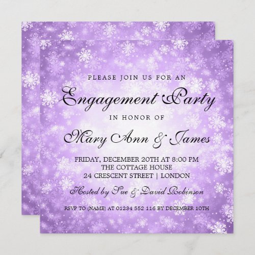Winter Wonderland Elegant Engagement Party Purple Invitation