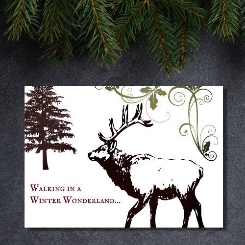 Winter Wonderland Elk Happy Holidays Christmas Card