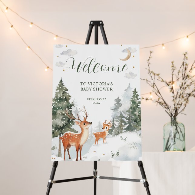 Winter Wonderland Enchanted Forest Baby Shower Foam Board (In Situ (Stand))