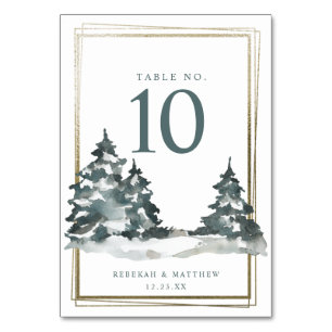 Winter Wonderland Evergreen Tree Table Number