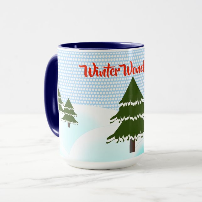 Winter Wonderland Evergreen Trees Mug (Front Left)