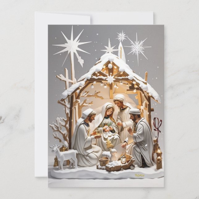 Winter Wonderland: Family by the Cabin  Holiday Card (Front)
