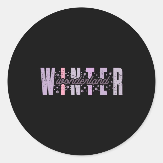 Winter Wonderland Festive Tygraphy Art  Classic Round Sticker (Front)