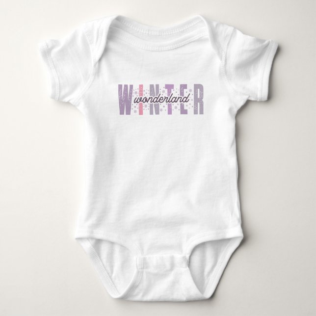 Winter Wonderland - Festive Typography Art Baby Bodysuit (Front)