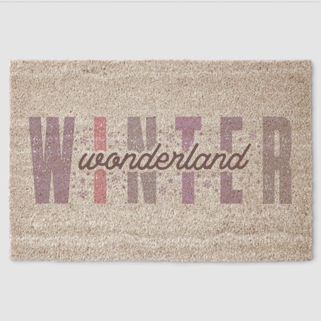 Winter Wonderland - Festive Typography Art Fiber Doormat (Front)