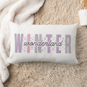 Winter Wonderland - Festive Typography Art Lumbar Pillow