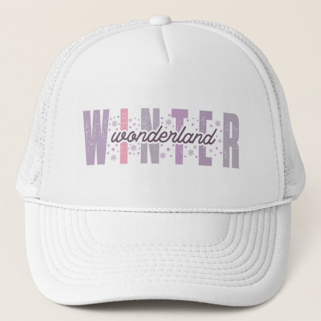 Winter Wonderland - Festive Typography Art Trucker Hat (Front)